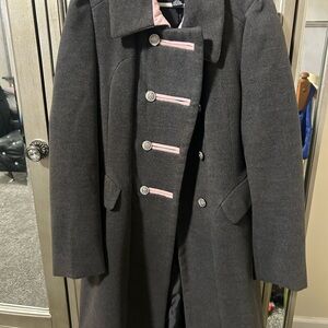 Rothschild Charcoal Coat with Soft Pink Lining